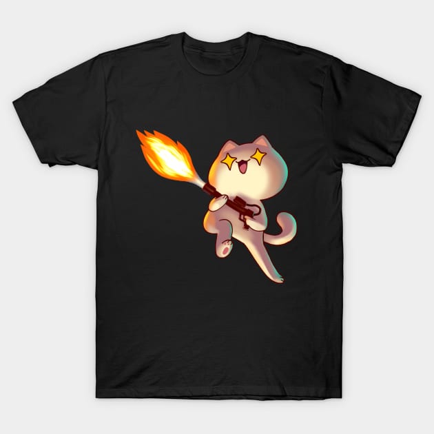 Flamethrower Cat T-Shirt by vooolatility